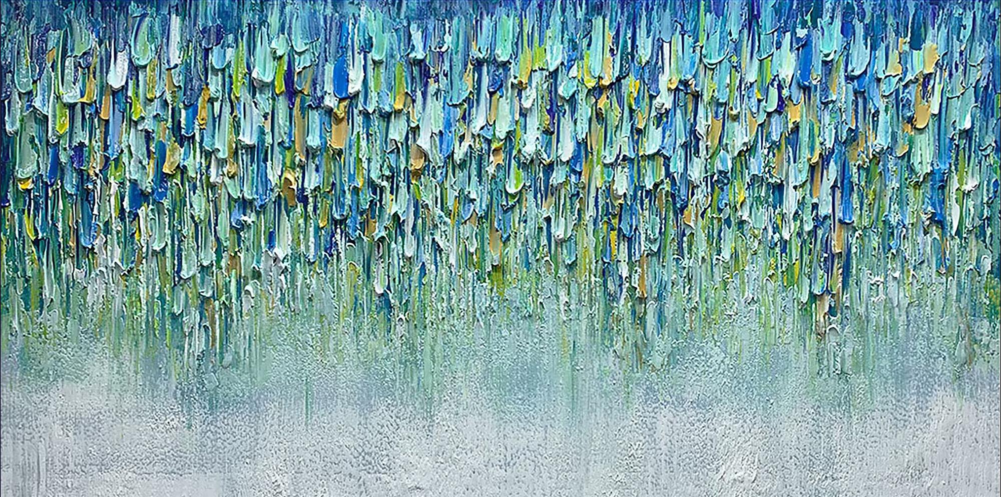 Colorful waterfall by Palette Knife wall art texture Oil Paintings